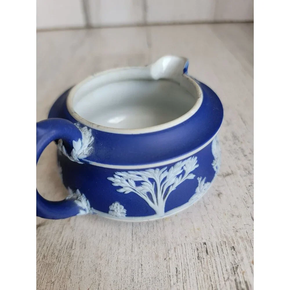 Wedgwood coffee creamer cup Jasperware blue colored Olympian Victorian vintage‎